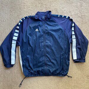 Adidas Jacket Mens 2XL Full Zip Vtg *Flaw* Nylon Long Sleeve Mock Neck Vtg